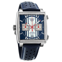 Tag Heuer Pre-owned  Monaco Automatic Chronograph Blue and White Dial Men's Watch CAW211DFC6300 CAW211D.FC6300 (Pre-own)