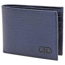 Ferragamo Men's Gancini Leather Blue Wallet 66A064 704883