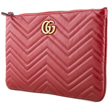 Gucci Ladies GG Marmont Leather Clutch with logo 525541 0OLET 6438