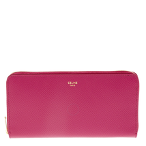 Celine Celine Ladies Pink Large Zippered Wallet In Grained Calfskin 10B553BEL.24PI