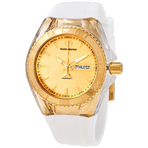 Technomarine Cruise Monogram Gold Dial White Silicone Unisex Watch TM-115061