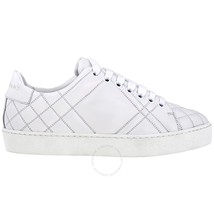 Burberry Ladies Check-Quilted Trainers White Leather Sneakers 4072341