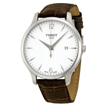 Tissot T Classic Tradition Silver Dial Brown Leather Men's Watch T0636101603700 T063.610.16.037.00