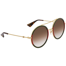 Gucci Light Brown Shaded Round Ladies Sunglasses GG0061S 010 56