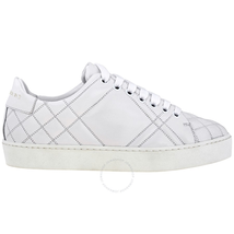 Burberry Ladies Lace Up House Check White Quilt Sneakers 4054107/4072341