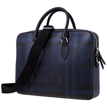 Burberry Medium Leather Trim London Check Briefcase in Blue 3996209