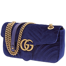 Gucci GG Marmont Shoulder Bag- Cobalt Blue Velvet 443497-k4d2t-4511