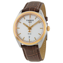 Tissot PR100 Silver Dial Brown Leather Men's Watch T101.410.26.031.00