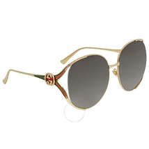 Gucci Grey Gradient Round Sunglasses GG0225S 001 63 GG0225S 001 63