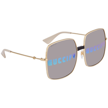 Gucci Gucci Grey Mirror Oversized Ladies Sunglasses GG0414S 002 60 GG0414S 002 60