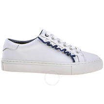 Tory Burch Ladies Sneaker White, Navy Ruffle Sneaker 36558-100