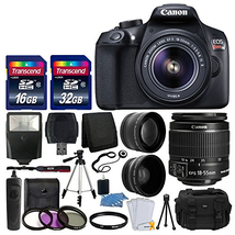 Canon EOS Rebel T6 Digital SLR Camera with 18-55mm EF-S f/3.5-5.6 IS II Lens + 58mm Wide Angle Lens + 2x Telephoto Lens + Flash + 48GB SD Memory Card