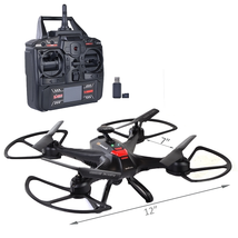 Quadcopter Drone (7.0") w/HD Camera, LED Lights & Flip - 2.4GHz 4-Ch/6-Axis Remote Contol & 1GB microSD Card (Black)