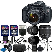 Canon EOS Rebel T5 DSLR Digital Camera & EF-S 18-55mm f/3.5-5.6 IS Lens + 2x telephoto Lens + 58mm Wide Angle Lens + Flash + 59-Inch Tripod + UV Filter Kit
