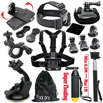 Black Pro Basic Common Outdoor Sports Kit for GoPro Hero 5 / Session 5/4/3/2/1 (13 Items)