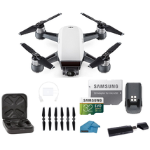 DJI Spark Intelligent Portable Mini Drone Quadcopter, with MUST HAVE BUNDLE, 32 GB SD Card, Reader and Koozam Cleaning Cloth (Alpine White)