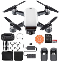 DJI Spark Fly More Combo Mini Drone Safety Bundle (Alpine White): Remote Controller, Extra Battery, Palm Landing Kit and More