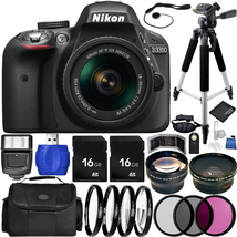 Máy ảnh Nikon D3300 DSLR Camera (Black) Bundle with DX NIKKOR 18-55mm f/3.5-5.6G VR Lens, Carrying Case and Accessory Kit (29 Items)
