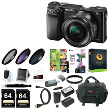 Máy ảnh Sony Alpha a6000 Mirrorless Camera w/ 16-50mm Lens & Two 64GB SD Card Bundle