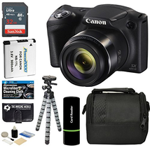 Canon PowerShot SX420 IS Digital Camera (Black) with 20MP, 42x Optical Zoom, 720p HD Video and Built-In Wi-Fi + 32GB Card + Reader + Spare Battery + Tripod + Digital Camera Accessory Bundle