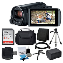 Canon VIXIA HF R800 Camcorder (Black) + SanDisk 64GB Memory Card + Digital Camera/Video Case + Extra Battery BP-727 + Quality Tripod + Card Reader + Tabletop Tripod/Handgrip + Deluxe Accessory Bundle