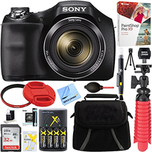 Sony Cyber-shot DSC-H300 Black Digital Camera + 32GB Memory Card, Battery & Accessory Bundle
