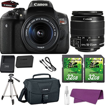 Canon EOS Rebel T6i DSLR Camera with Canon EF-S 18-55mm f/3.5-5.6 IS STM Lens. + 2 Pieces 32GB SD Memory Card + Canon Bag + Cleaning Kit