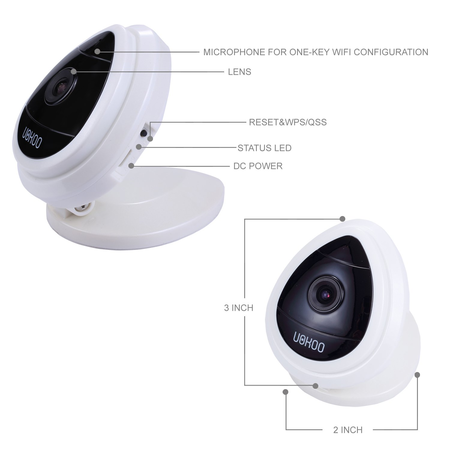 Wireless Security Camera, WiFi Mini IP Surveillance Camera System with Motion Email Alert/Remote Monitoring 1280x720p HD Home Mini Baby Video Monitor (White)