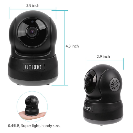 Wireless Security Camera, UOKOO 720P HD Home WiFi Wireless Security Surveillance Camera with Motion Detection Pan/Tilt, 2 Way Audio and Night Vision Baby Monitor, Nanny Cam (632black)