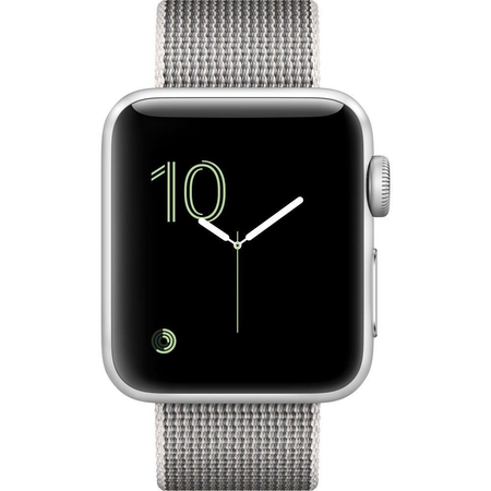 Apple Watch Series 2, 38mm Silver Aluminum Case with Pearl Woven Nylon Band