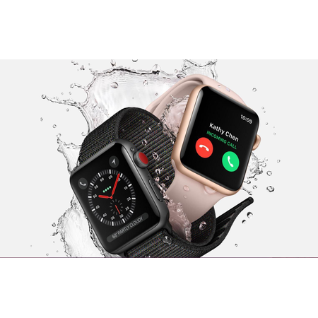 Apple watch series 3 Aluminum case Sport 42mm GPS + Cellular GSM unlocked (Gold Al case w/ Pink sand sport band)