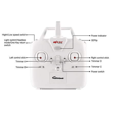MJX x708 12.4" Cyclone Racing RC Drone 2.4GHz 4CH 6-axis Gyro One Key Take on/off Headless Mode Brushed RTF White