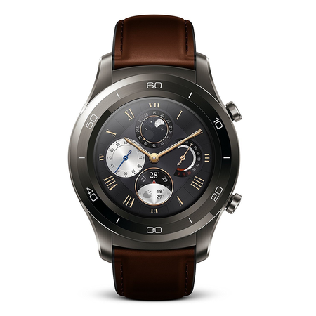 Đồng hồ Huawei Watch 2 Classic – Titanium Grey with Brown Hybrid Strap - Android Wear 2.0 (US Warranty)