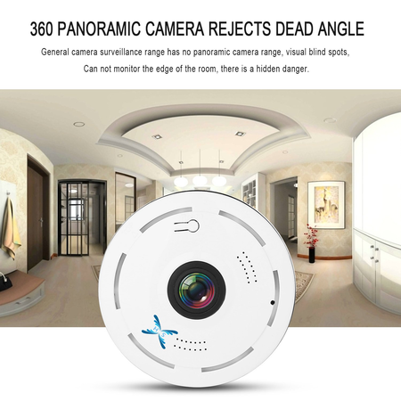 SamHity IP Camera Wireless Wifi 360 Degree Panoramic 2.0 Megapixel 1080P 2.4GHZ Security Camera Super Wide Angle Support IR Night Motion Detection Keep Your Pet & Home Safe (mini)