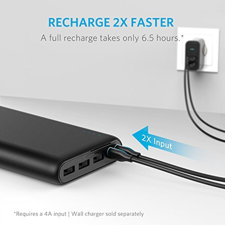 Anker PowerCore 26800 Portable Charger, 26800mAh External Battery with Dual Input Port and Double-Speed Recharging, 3 USB Ports for iPhone, iPad, Samsung Galaxy, Android and other Smart Devices