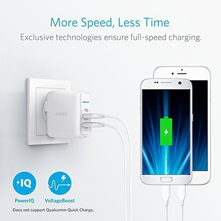 Anker Elite Dual Port 24W USB Travel Wall Charger PowerPort 2 with PowerIQ and Foldable Plug, for iPhone X / 8 / 7 / 7 Plus / 6s / 6s Plus, iPad Pro / Air 2 / mini 3 / mini 4, Samsung S4/ S5, and More