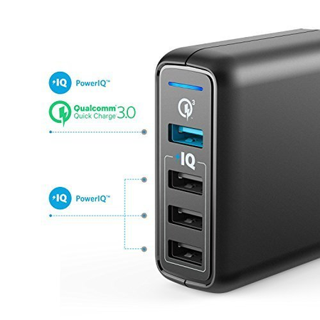 Anker Quick Charge 3.0 43.5W 4-Port USB Wall Charger, PowerPort Speed 4 for Galaxy S7/S6/edge/edge+, Note 4/5, LG G4/G5, HTC One M8/M9/A9, Nexus 6, with PowerIQ for iPhone X / 8 / 7 , iPad, and More