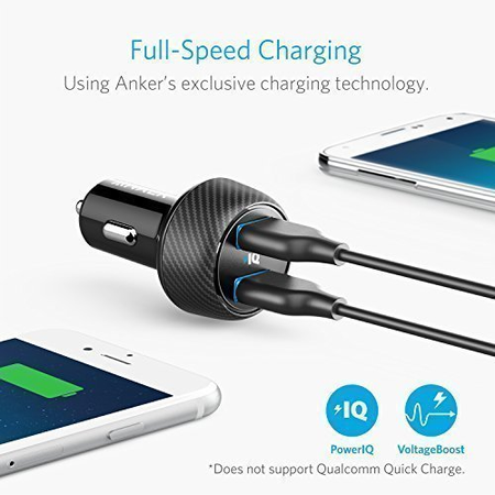 Anker Ultra-Compact 24W 2-Port Car Charger PowerDrive 2 Elite with PowerIQ Technology for iPhone X / 8 / 7 / 6s / Plus, iPad Air 2 / mini 3, Galaxy S Series, Note Series, LG, Nexus, HTC and MoreAnker Ultra-Compact 24W 2-Port Car Charger PowerDrive 2 Elite with PowerIQ Technology for iPhone X / 8 / 7 / 6s / Plus, iPad Air 2 / mini 3, Galaxy S Series, Note Series, LG, Nexus, HTC and More