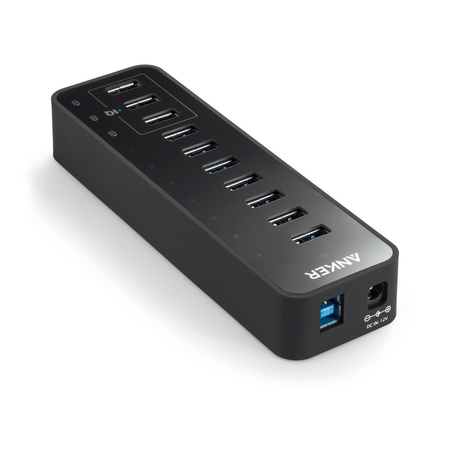 Anker 10 Port 60W Data Hub with 7 USB 3.0 Ports and 3 PowerIQ Charging Ports for Macbook, Mac Pro / mini, iMac, XPS, Surface Pro, iPhone 7, 6s Plus, iPad Air 2, Galaxy Series, Mobile HDD, and More