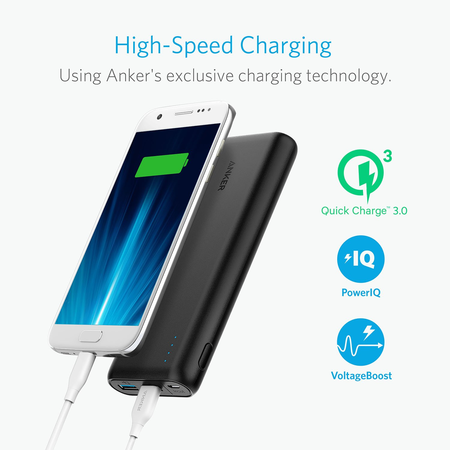 [Upgraded] Anker PowerCore Speed 20000, Qualcomm Quick Charge 3.0 Portable Charger, Backwards Compatible With Quick Charge 1 & 2, with PowerIQ, 20000mAh Power Bank for Samsung, iPhone, iPad and More