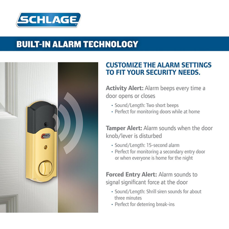 Khóa điện tử Schlage Connect Camelot Touchscreen Deadbolt with Built-In Alarm, Works