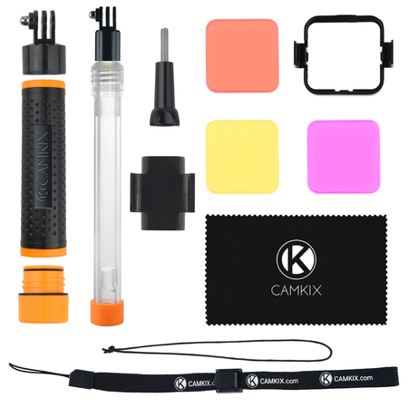 Watersports and Diving Bundle for GoPro HERO5 / 4 Session Camera including Modular Waterproof Telescopic Pole / Floating Hand Grip in one (6.7" to 15.7") and Diving Lens Filter Kit - Enhances Colors