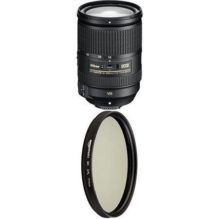 Ống kính Nikon AF-S DX NIKKOR 18-300mm f/3.5-5.6G ED  with Auto Focus for Nikon DSLR Cameras and AmazonBasics Circular Polarizer Lens - 77 mm