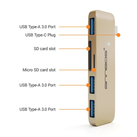 Cáp chuyển đổi đa năng USB-C Hub Type C 8 trong 1 cho Macbook hiệu ANNBOS - USA (Gold)