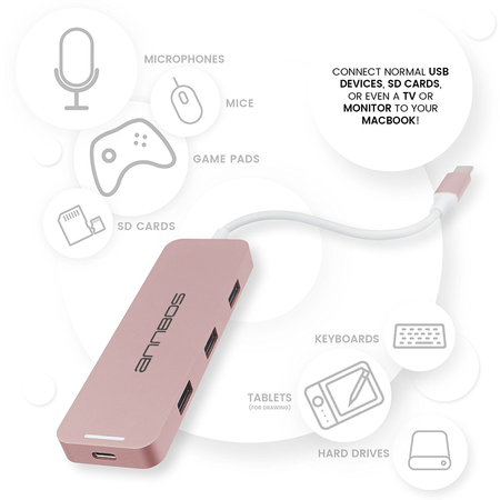 ANNBOS USB C Hub with 4K HDMI and 4 USB Ports(USB 3 x 3 + USB C)- Rose Gold