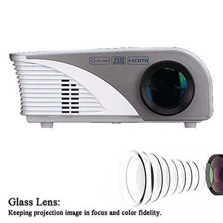 Máy chiếu Projector,Xinda LCD 1200 Lumens Mini Multi-media Portable Video Projector Game Home Cinema Theater Movie Projector White 001BW