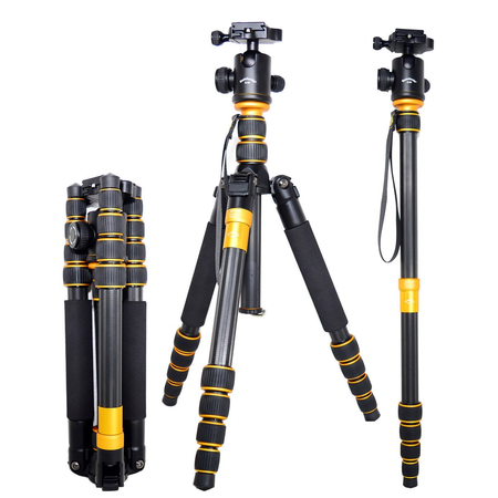 Chân máy ảnh Koolehaoda Q-666C Portable Carbon Tripod Monopod Kit & Ball Head Compact Travel