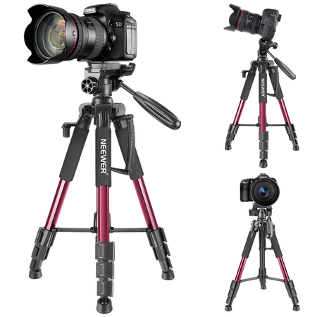 Chân máy ảnh Neewer Portable 56 inches/142 centimeters Aluminum Camera Tripod with 3-Way Swivel Pan Head,Bag Red (SAB234)
