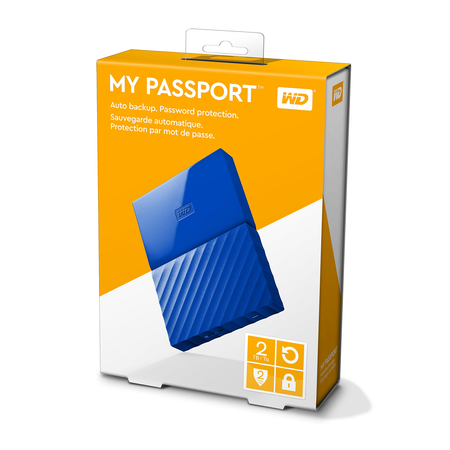 WD 3TB Blue My Passport  Portable External Hard Drive - USB 3.0 - WDBYFT0030BBL-WESN