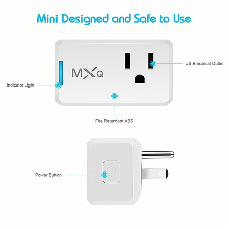 MXQ Wireless Mini Smart Outlet Wifi Enabled Smart Plug Alexa Intelligent Switch compatible